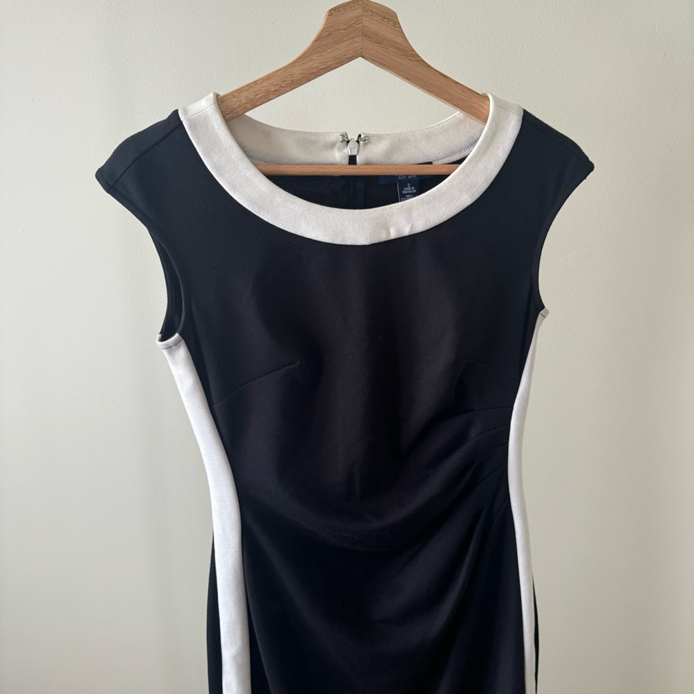 Chaps Black and White Midi Dress